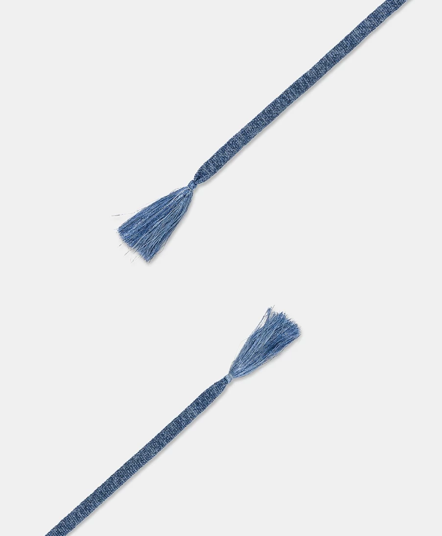 Momoni Women's Cerulean Ontano Belt with Elegant Tassel Detail