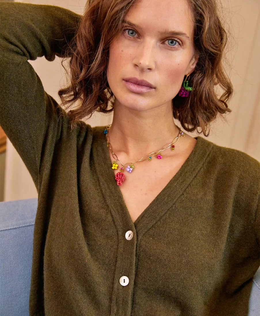Momoni Women's Army Green Soft Stretch Mohair Cardigan - Claude Style