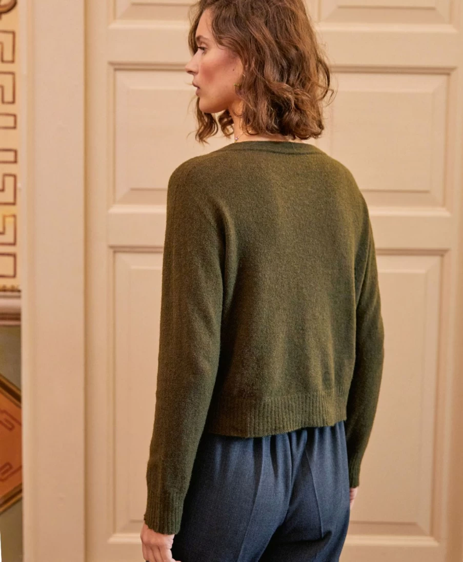 Momoni Women's Army Green Soft Stretch Mohair Cardigan - Claude Style
