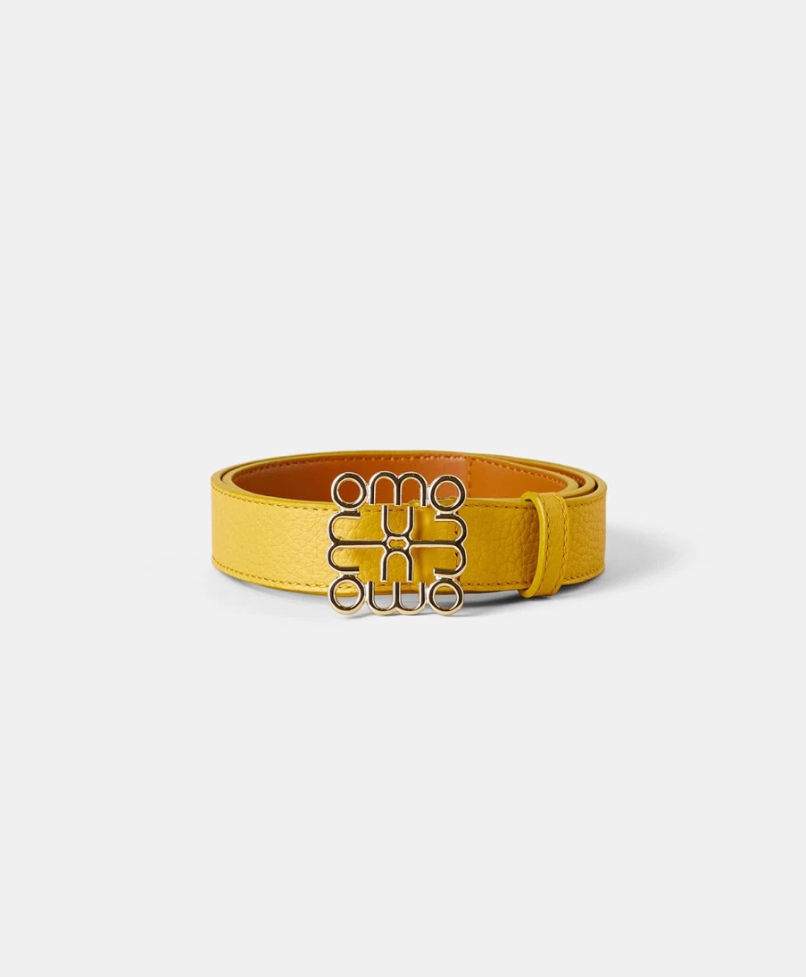Momoni Women's Mustard Leather Bienvenu Belt - Stylish Genuine Leather Accessory