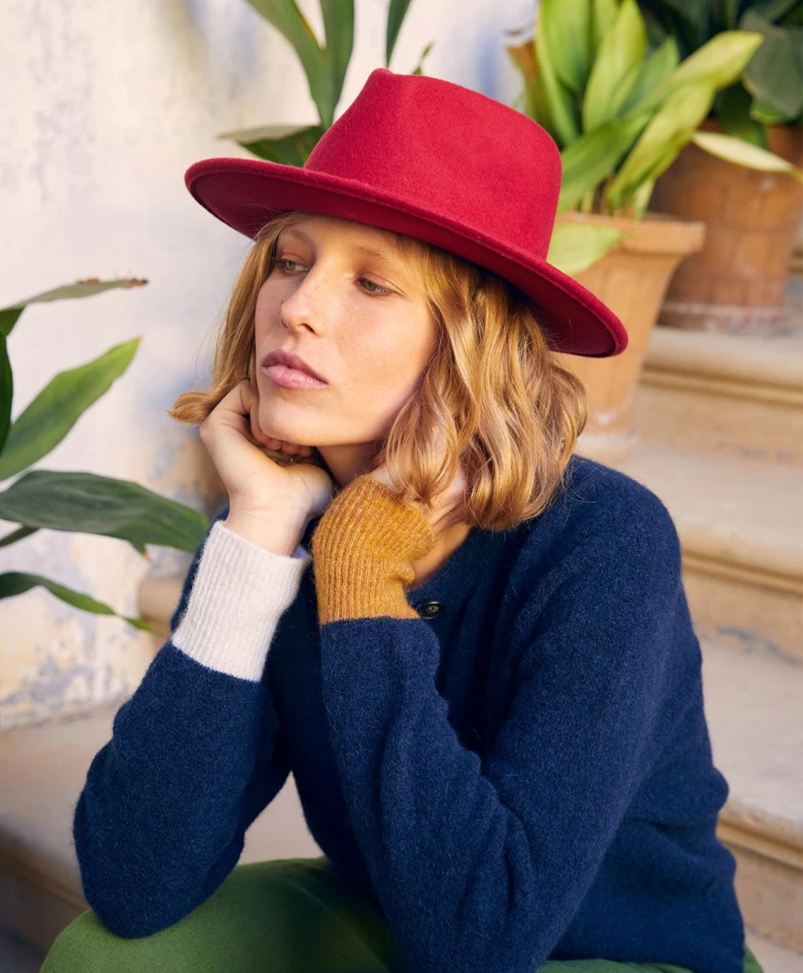 Momoni Women's Red Wide Brim Felt Sebastien Hat