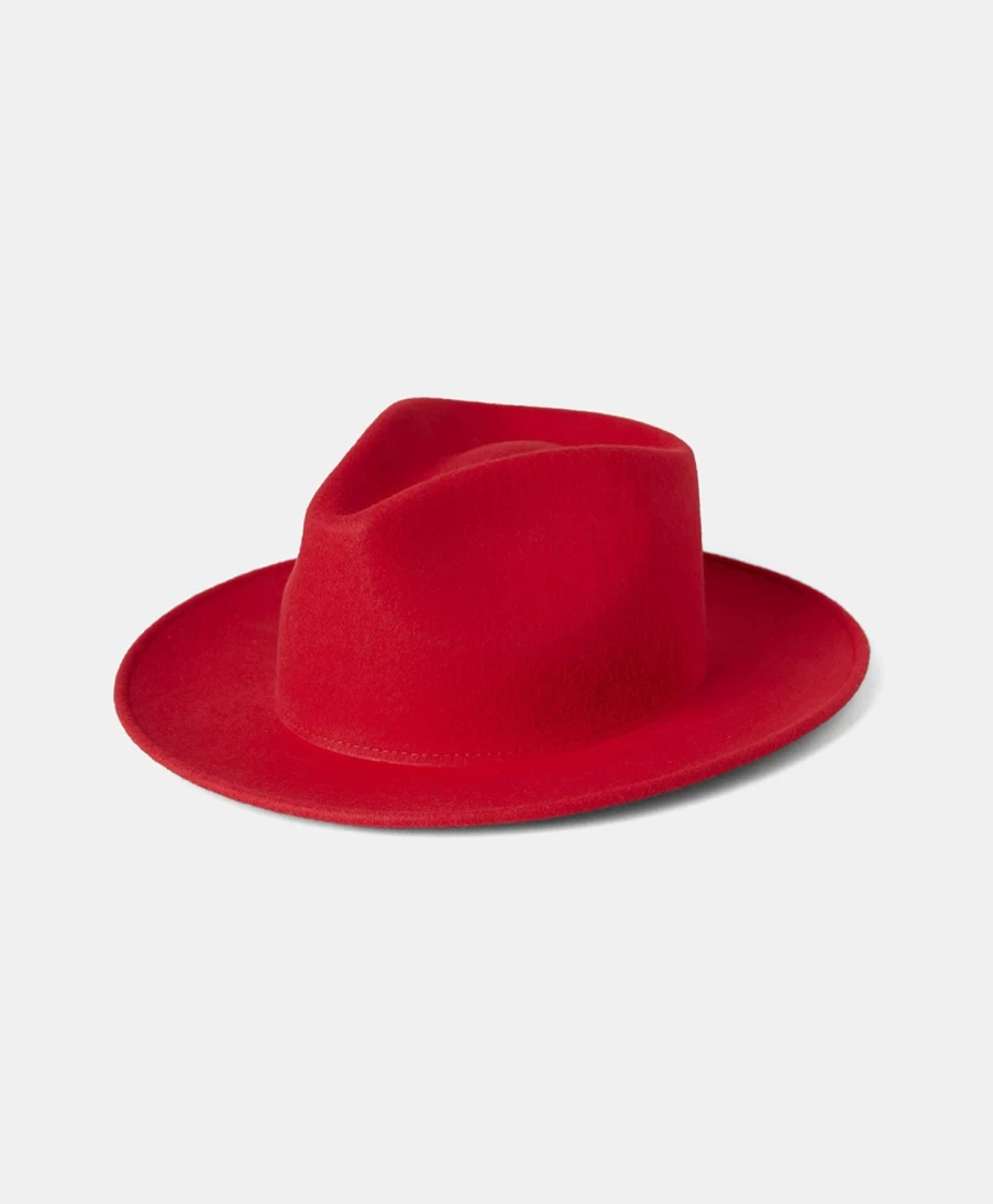 Momoni Women's Red Wide Brim Felt Sebastien Hat