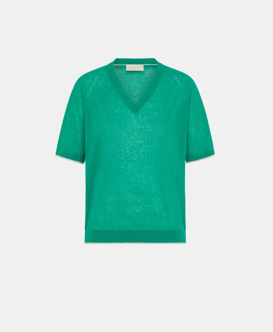 Momoni Women's Emerald Green Linen Edie Knitwear - Soft Breathable Pullover