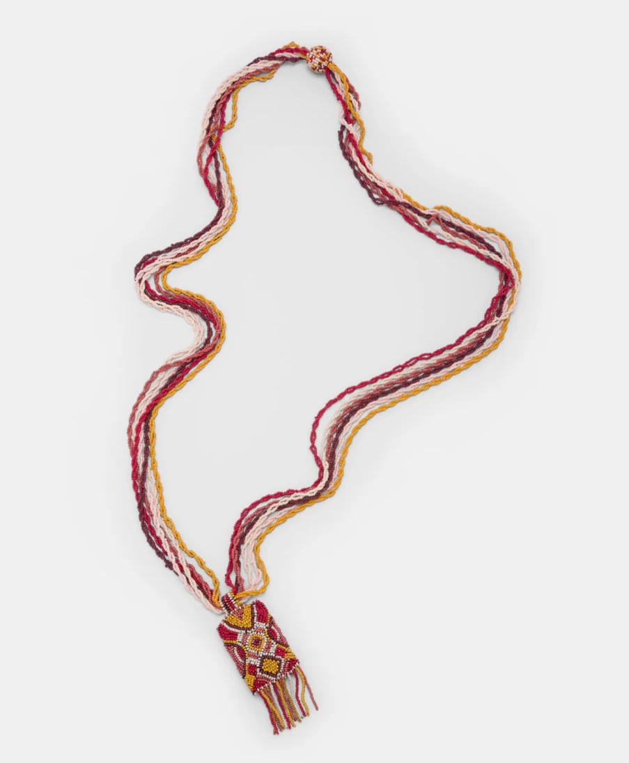 Momoni Women's Burnt Multicolor Beaded Vidrier Necklace - Handcrafted Bohemian Jewelry