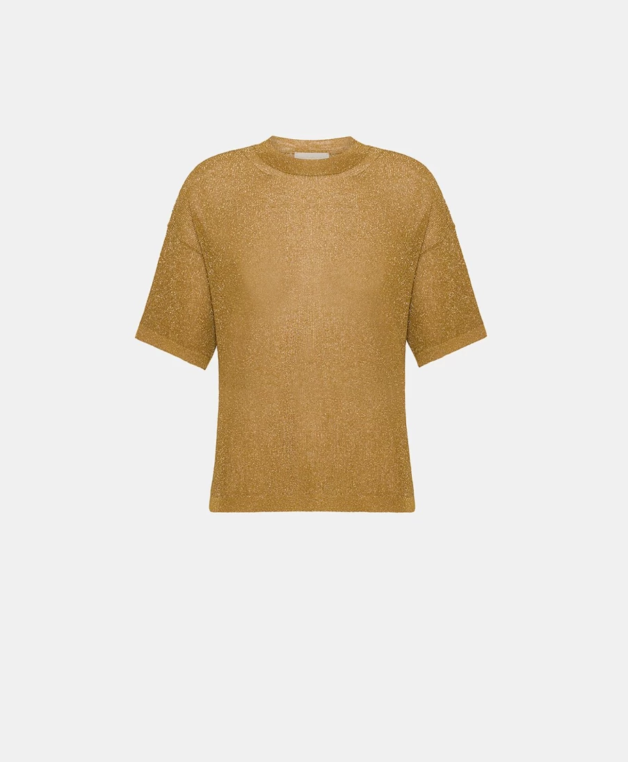 Momoni Women's Caramel Lurex Ribbed Knitwear - Jacinto Style