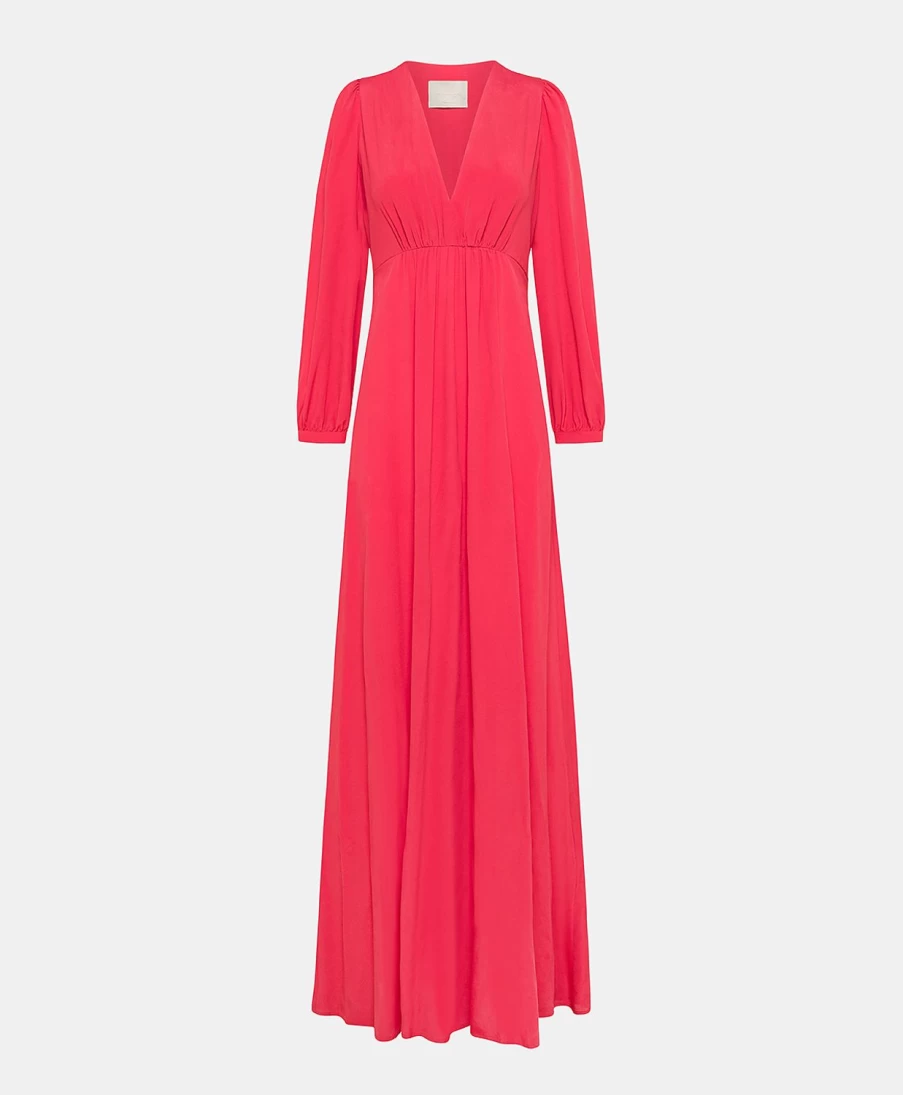 Momoni Women's Artemisia Solid Color Dress - Acetate Silk Black Cherry Elegant Evening Gown