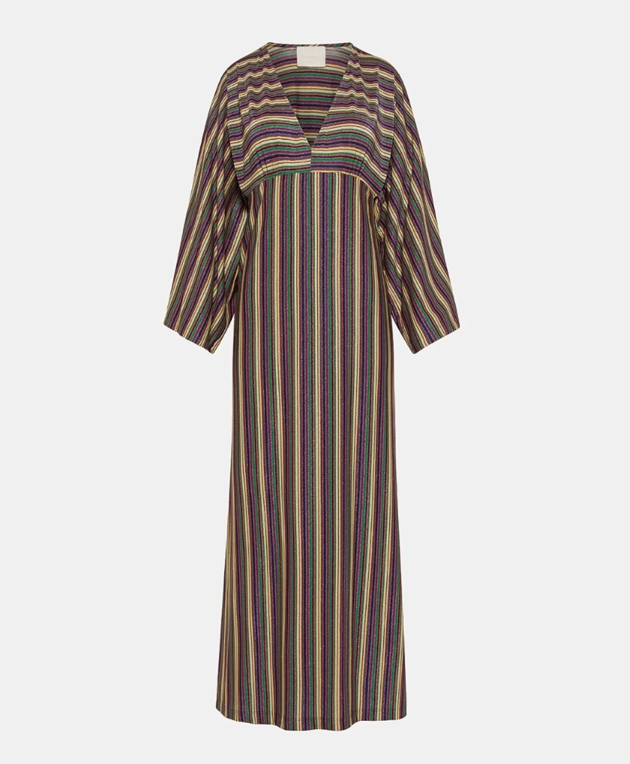 Momoni Women's Margarida Striped Lurex Jersey Dress - Multicolor Green