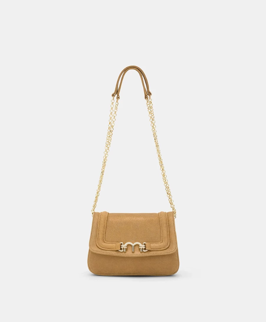 Momoni Women's Mimi Flore Lame Leather Handbag in Caramel - Stylish Crossbody Bag for Women