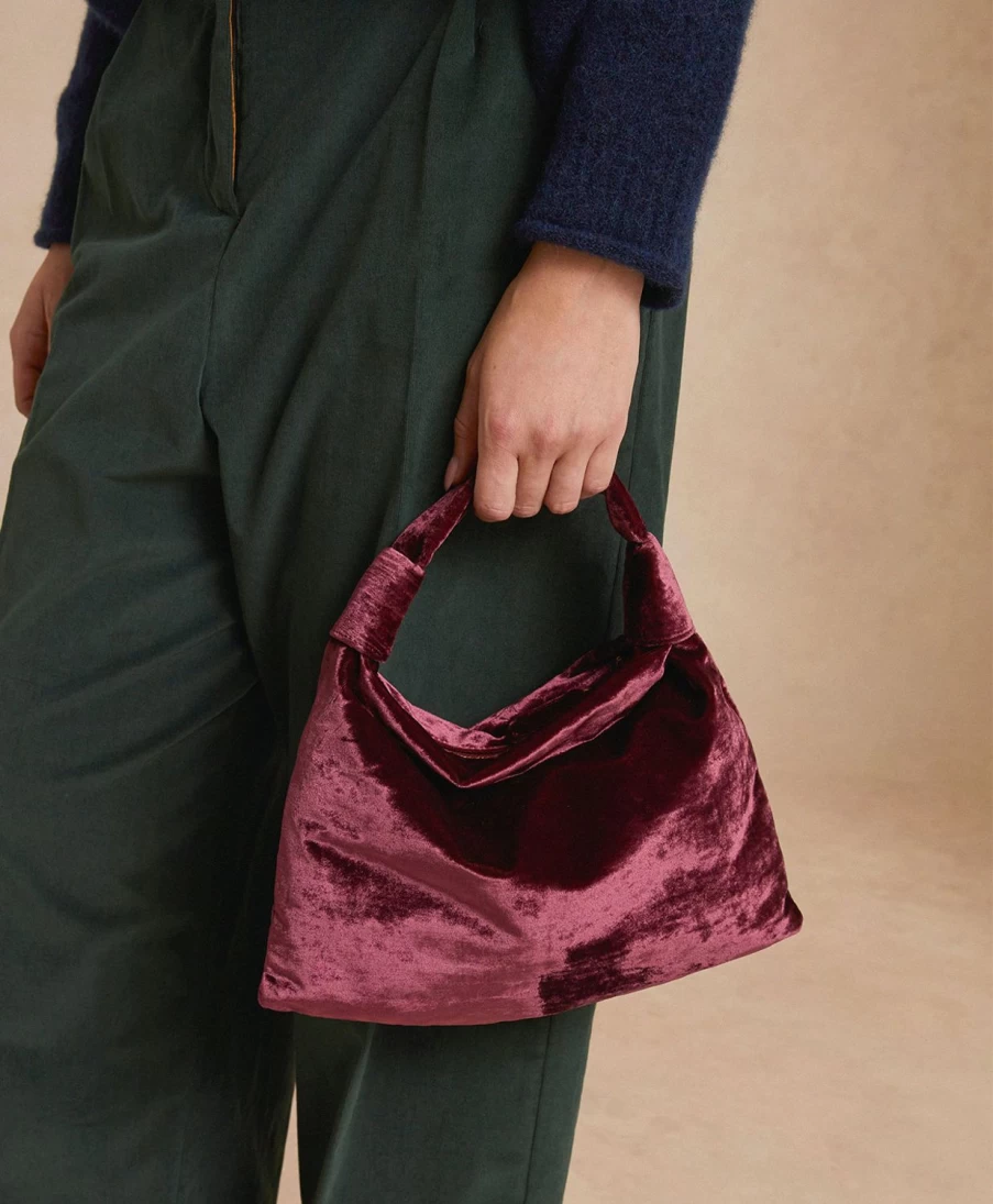 Momoni Women's Francois Velvet Handbag in Bordeaux - Luxury Designer Purse