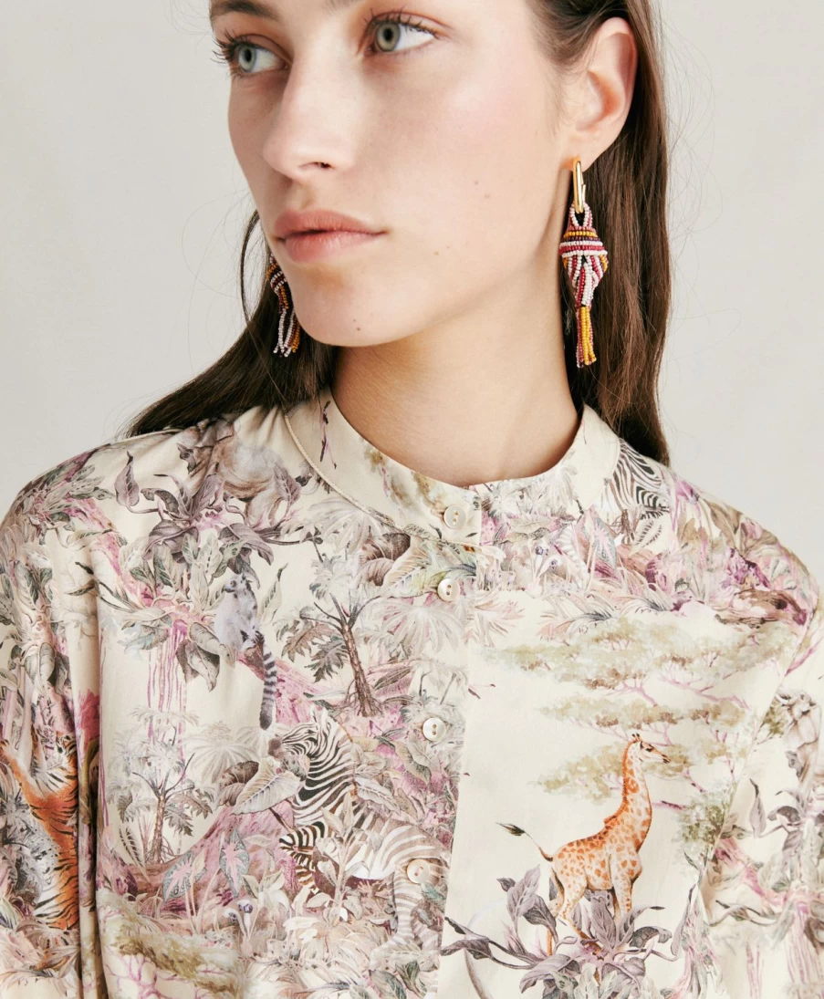 Momoni Women's Burnt Multicolor Beaded Nodu Earrings - Handcrafted Boho Chic Accessories
