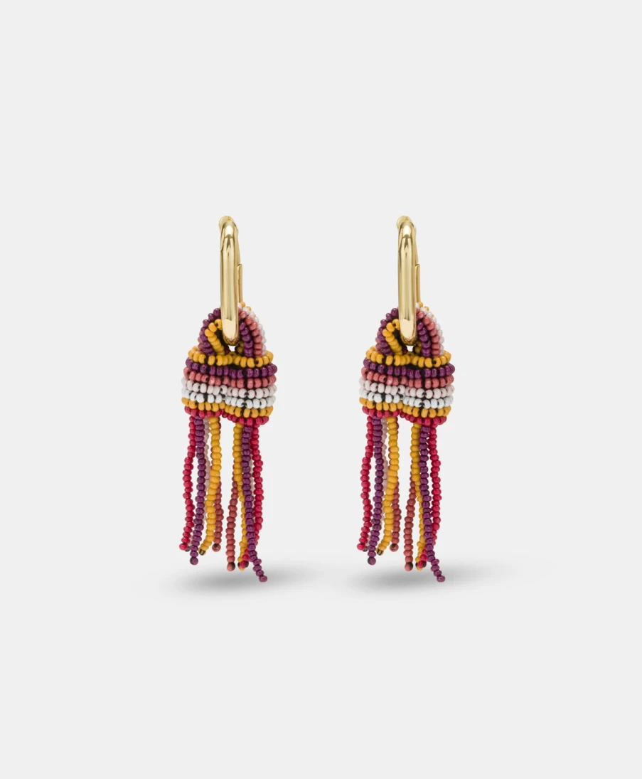 Momoni Women's Burnt Multicolor Beaded Nodu Earrings - Handcrafted Boho Chic Accessories