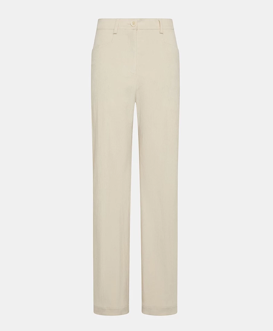 Momoni Women's Stretch Ribbed Jacques Pant in Butter - Comfortable & Stylish Co/Mo Design