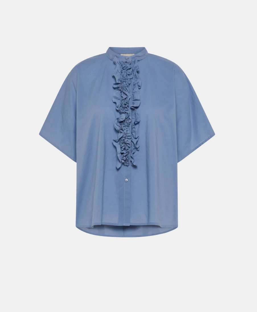 Momoni Women's Light Blue Berenice Shirt - Soft Cotton Voile Blouse for Women