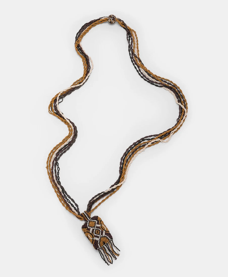 Momoni Women's Cocoa Multicolour Beaded Vidrier Necklace - Handmade Boho Chic Jewelry