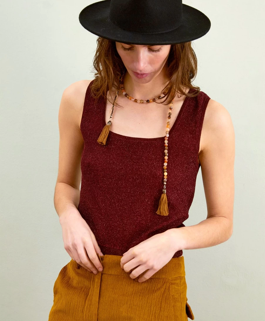 Momoni Women's Ella Knitwear Light Alpaca Lurex Sweater - Bordeaux