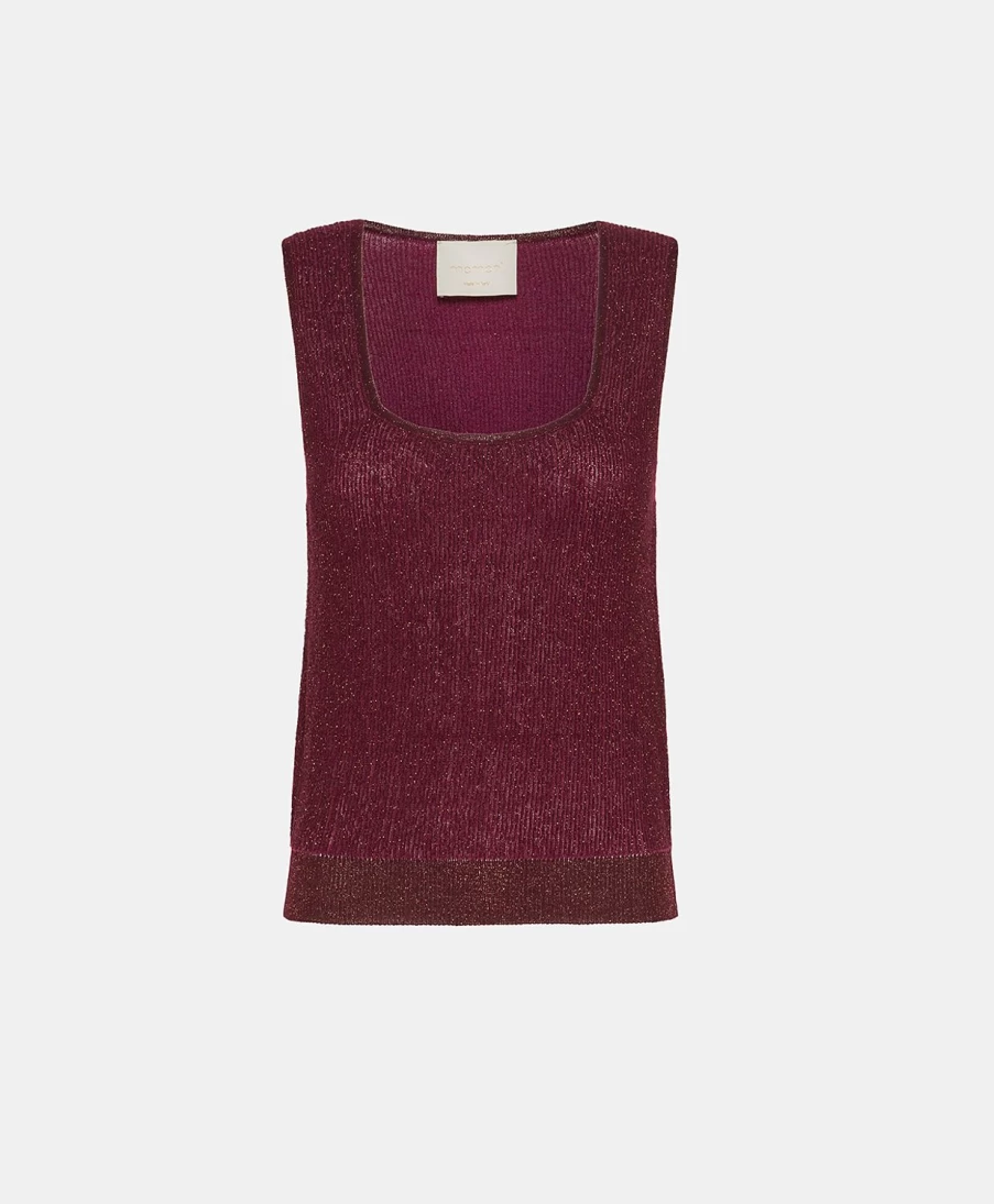 Momoni Women's Ella Knitwear Light Alpaca Lurex Sweater - Bordeaux