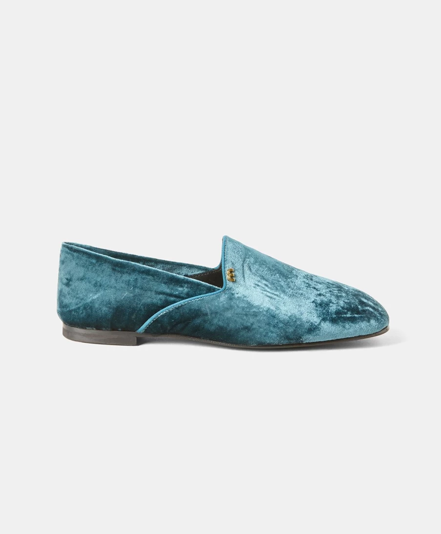 Momoni Women's Teal Velvet Lazare Loafers - Luxurious Comfort & Style