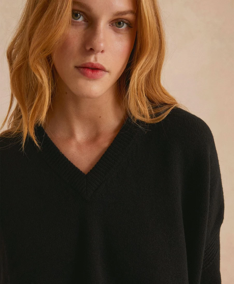 Momoni Women's Black Ariel Knitwear - Soft Wool Cashmere Blend Sweater