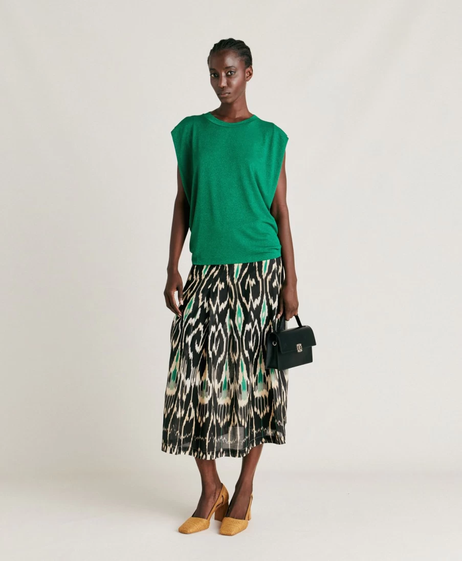 Momoni Women's Emerald Green Lurex Jersey Enna T-Shirt