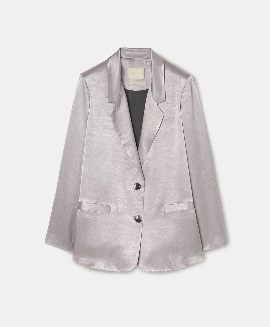 Momoni Women's Lilac Dayton Jacket - Elegant Satin Crepe Outerwear