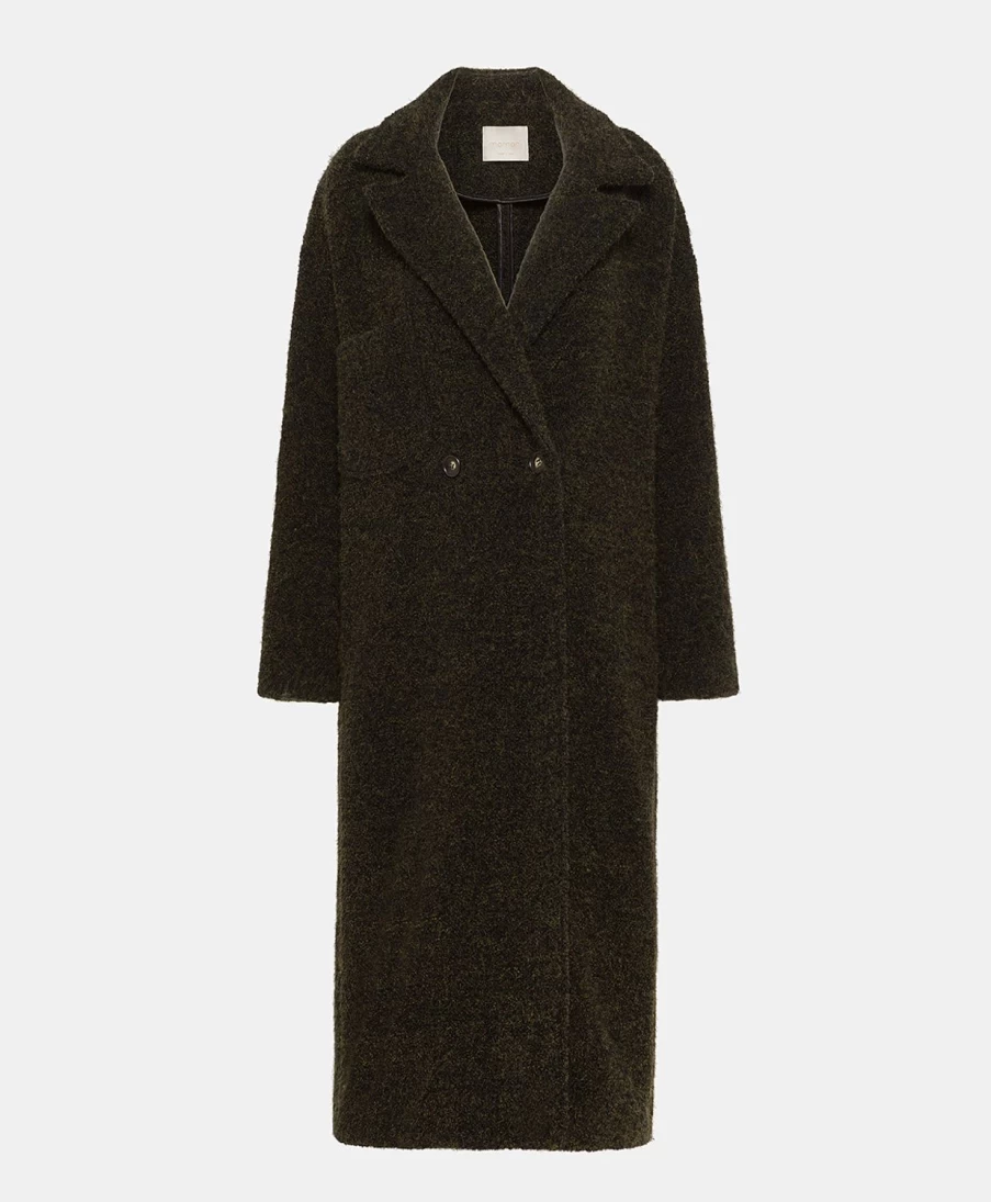 Momoni Women's Dark Green Boucle Alpaca Wool Fontainebleau Coat