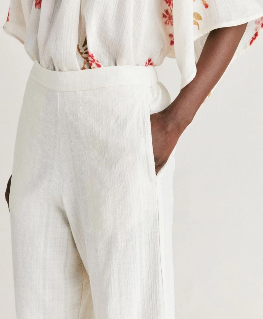 Momoni Women's Lucia Gauze Pants in Cream - Lightweight Comfortable Casual Wear