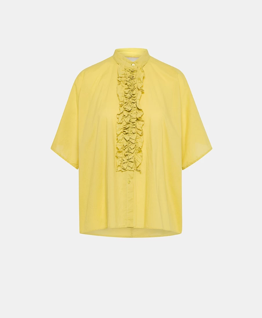 Momoni Women's Berenice Shirt - Acid Green Cotton Voile Blouse