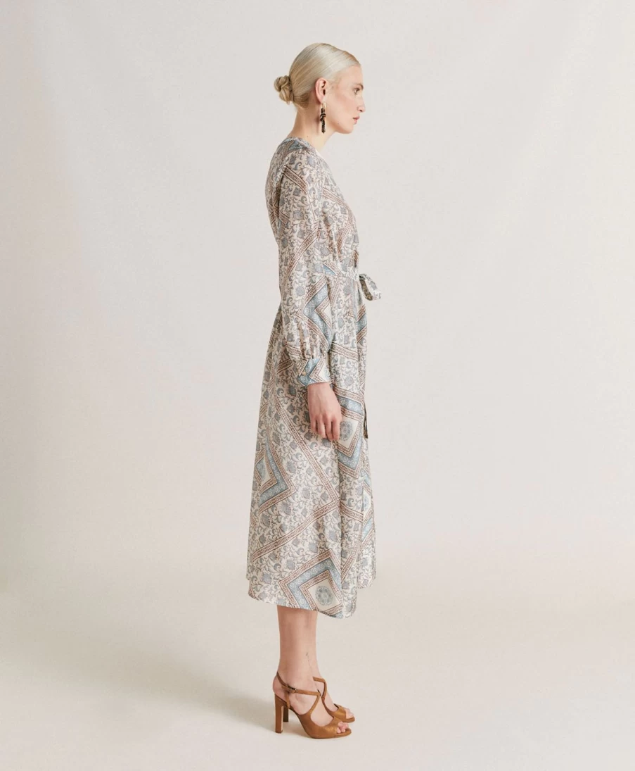 Momoni Women's California Dress - Cream/Dusty Silk Haboutai Elegant Summer Wear