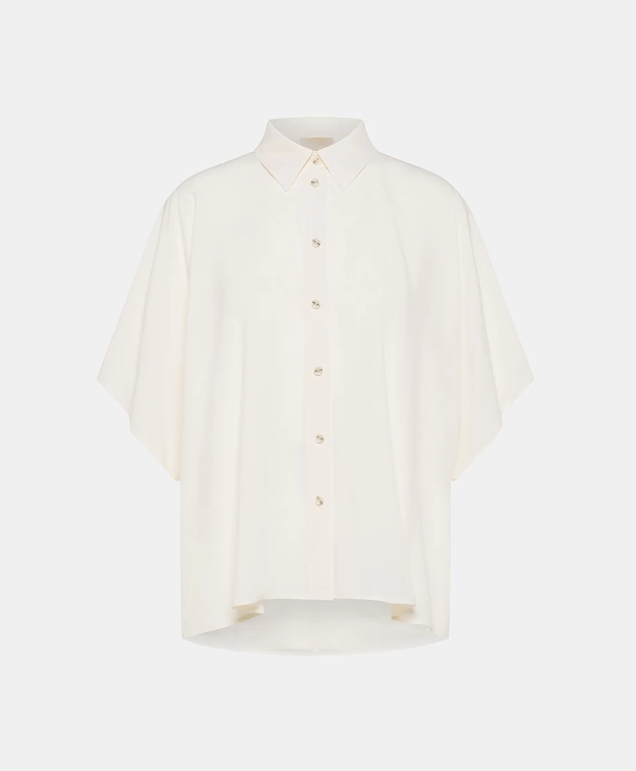 Momoni Women's Cream Brooklyn Shirt - Plain Acetate Silk Blouse