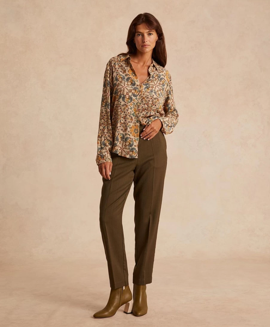 Momoni Women's Elegant Dark Green Viscose Wool Matthieu Pant