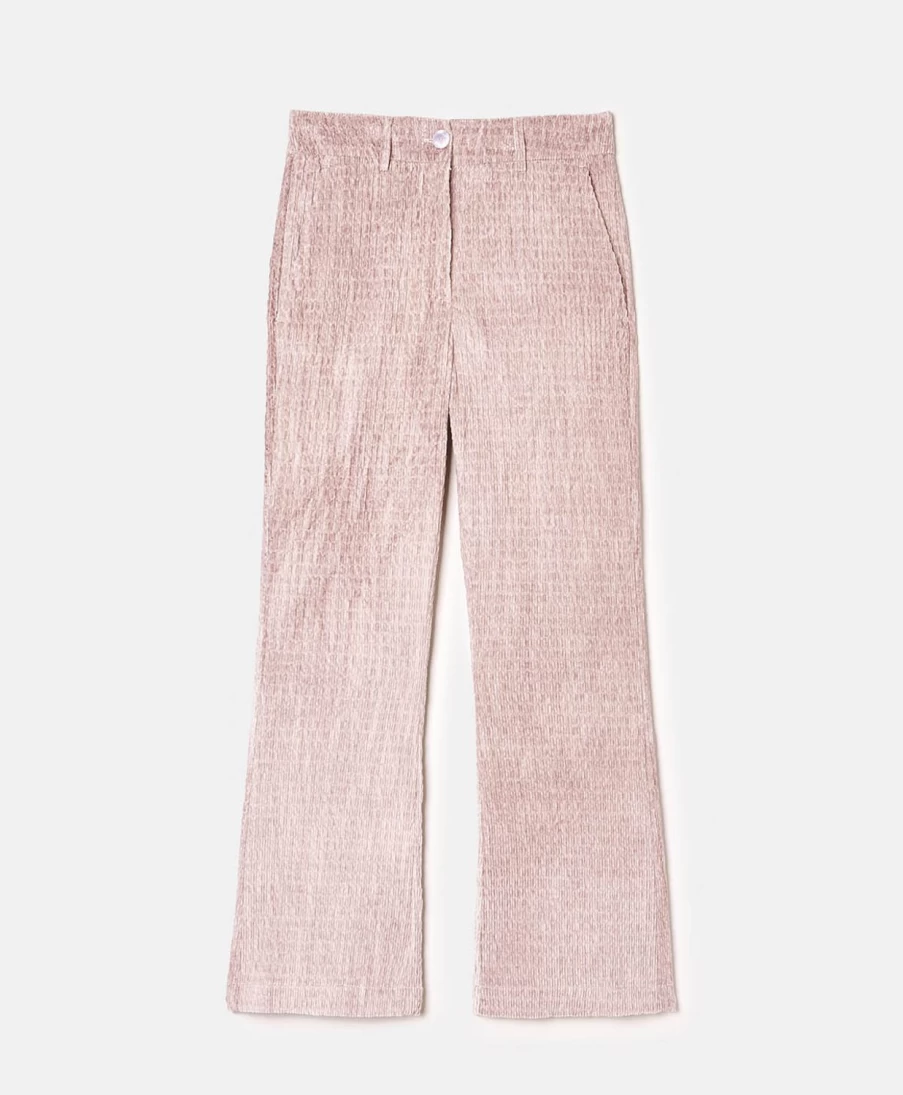 Momoni Women's Indra Cold-Dyed Corduroy Pants in Lilac - Soft Vintage-Style High Waisted Trousers
