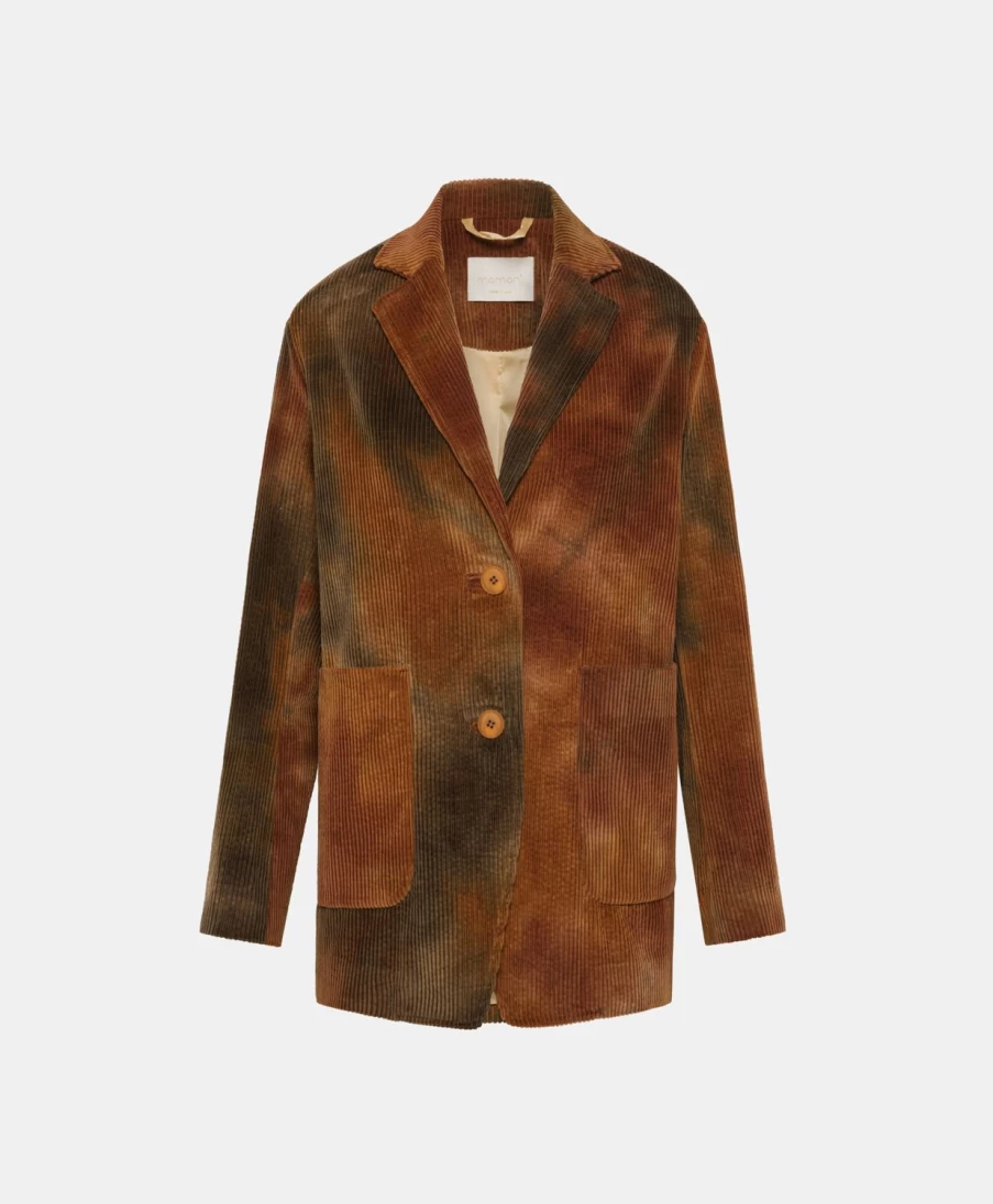 Momoni Women's Tie Dye Corduroy Mindy Jacket - Multicolor Burnt Casual Vintage Style