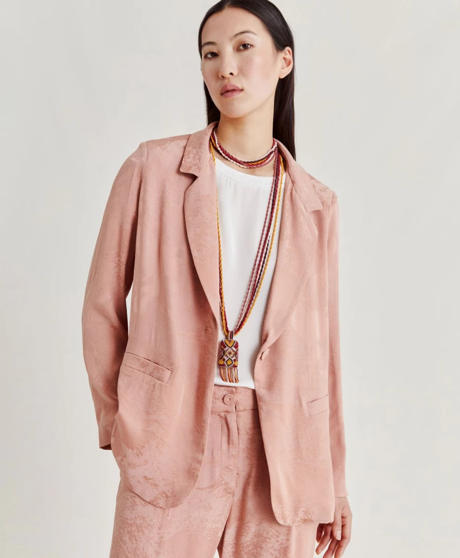 Momoni Women's Dayton Pink Cupro Jacquard Jacket - Lightweight Stylish Outerwear