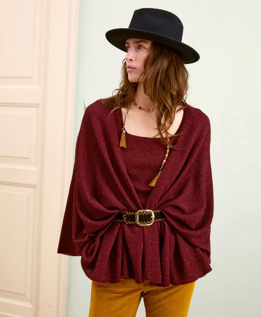 Momoni Women's Bordeaux Light Alpaca & Lurex Divina Knitwear Sweater