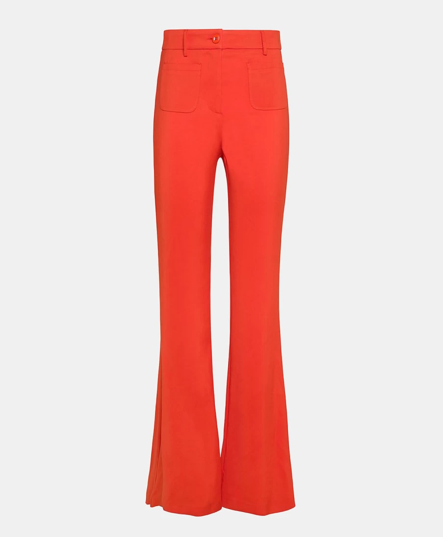 Momoni Women's Gilbert Stretch Viscose Pant in Red - Comfortable Cady Fabric Trousers