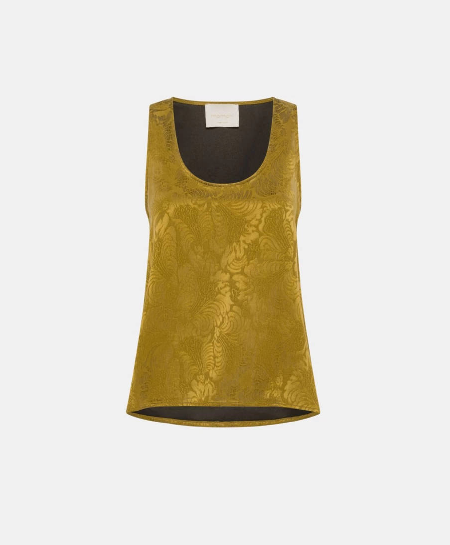 Momoni Women's Remy Top - Jacquard Cupro Blend Oil Wash Stylish Comfort