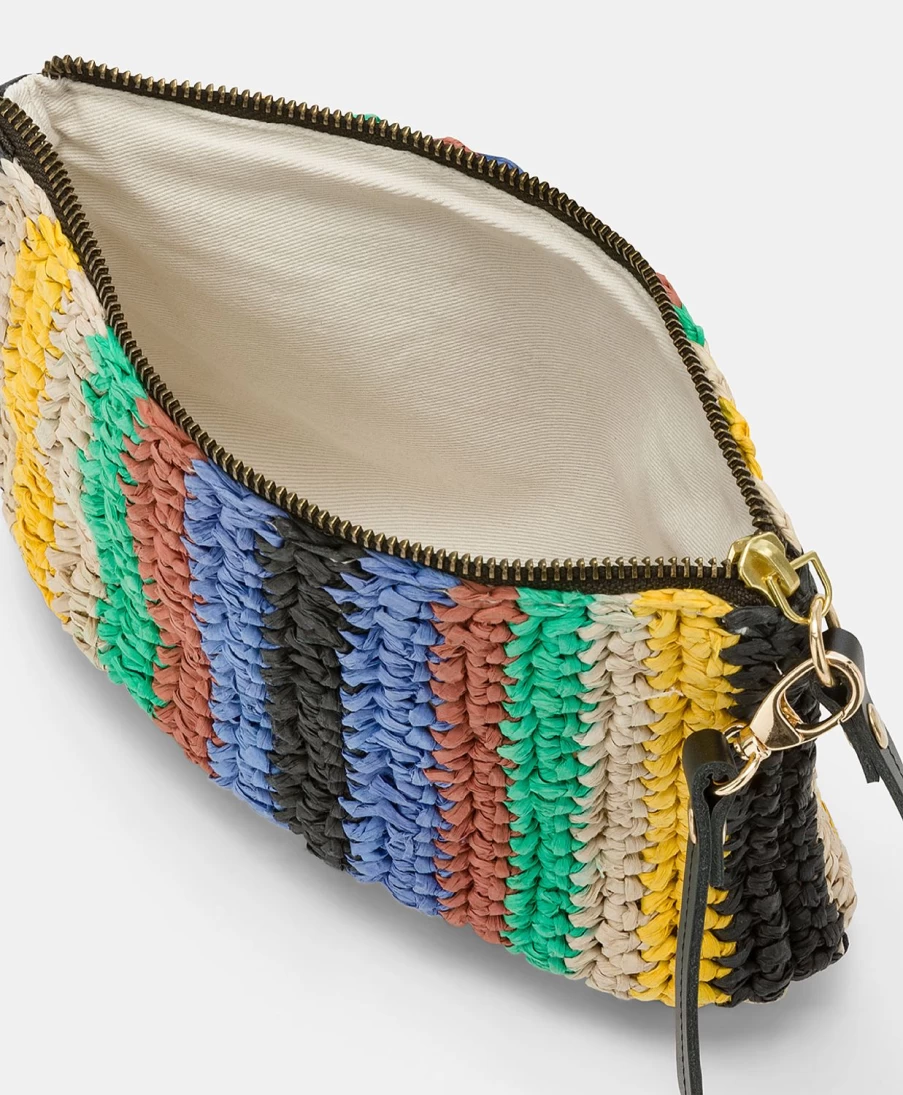 Momoni Women's Striped Raffia Bag - Multicolor Handwoven Tote for Summer