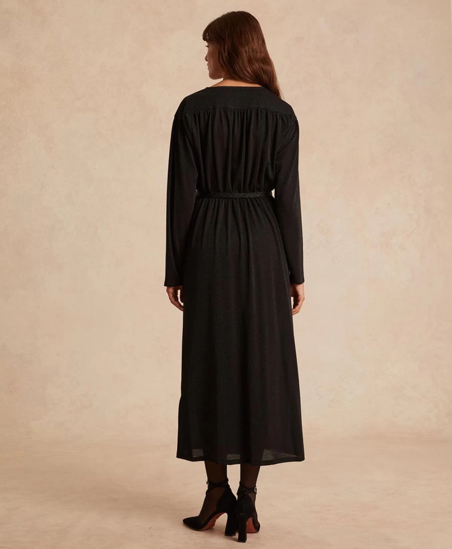 Momoni Women's Black Flavie Lurex Jersey Dress - Elegant & Stylish