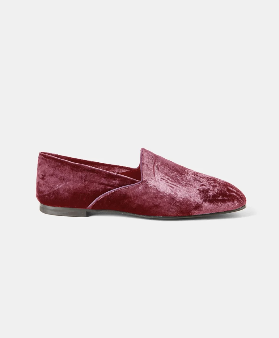 Momoni Women's Velvet Lazare Loafers in Bordeaux - Elegant Slip-On Shoes