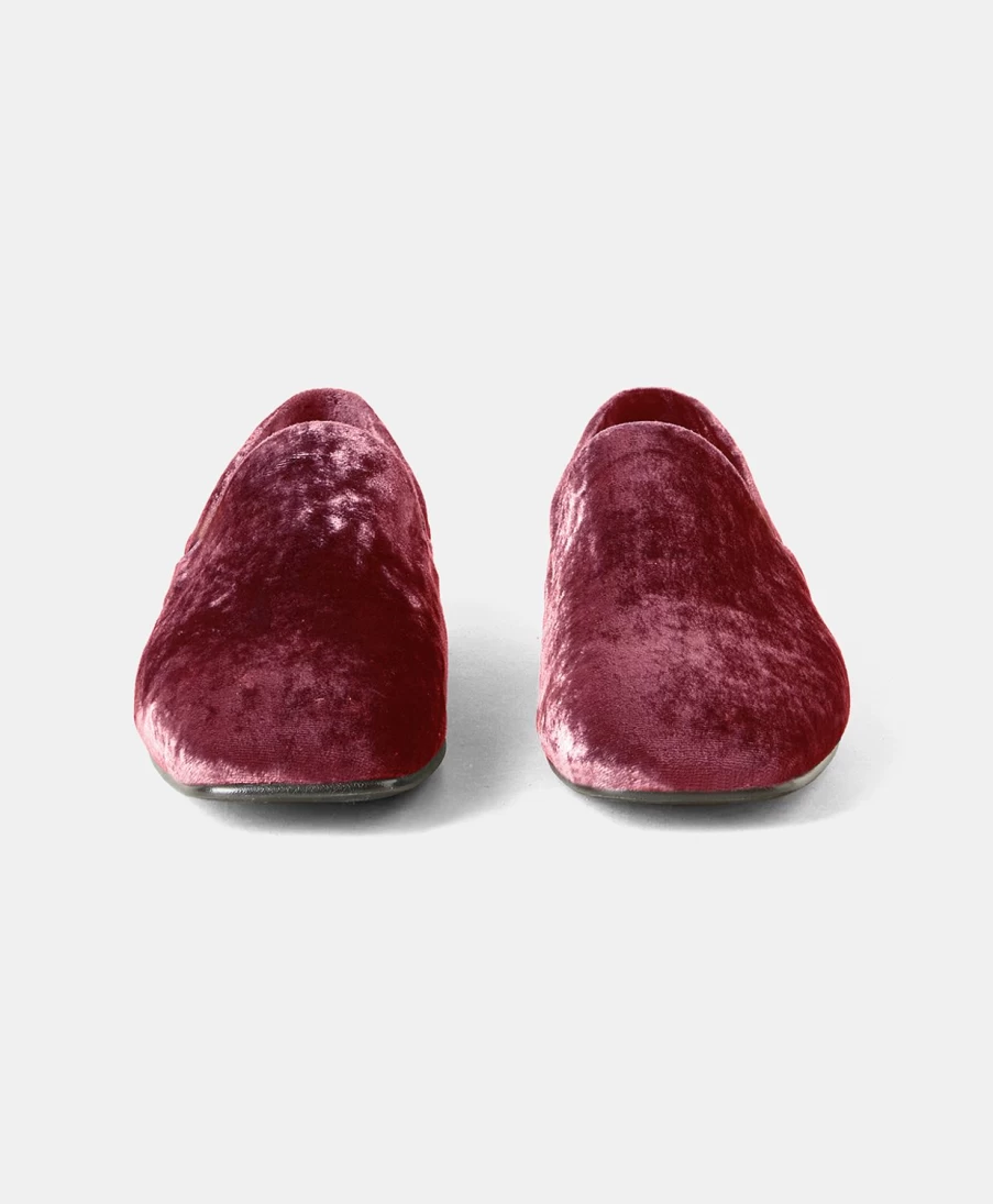 Momoni Women's Velvet Lazare Loafers in Bordeaux - Elegant Slip-On Shoes