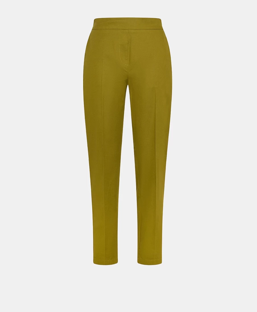 Momoni Women's Olive Green Stretch Gabardine Haiti Pant