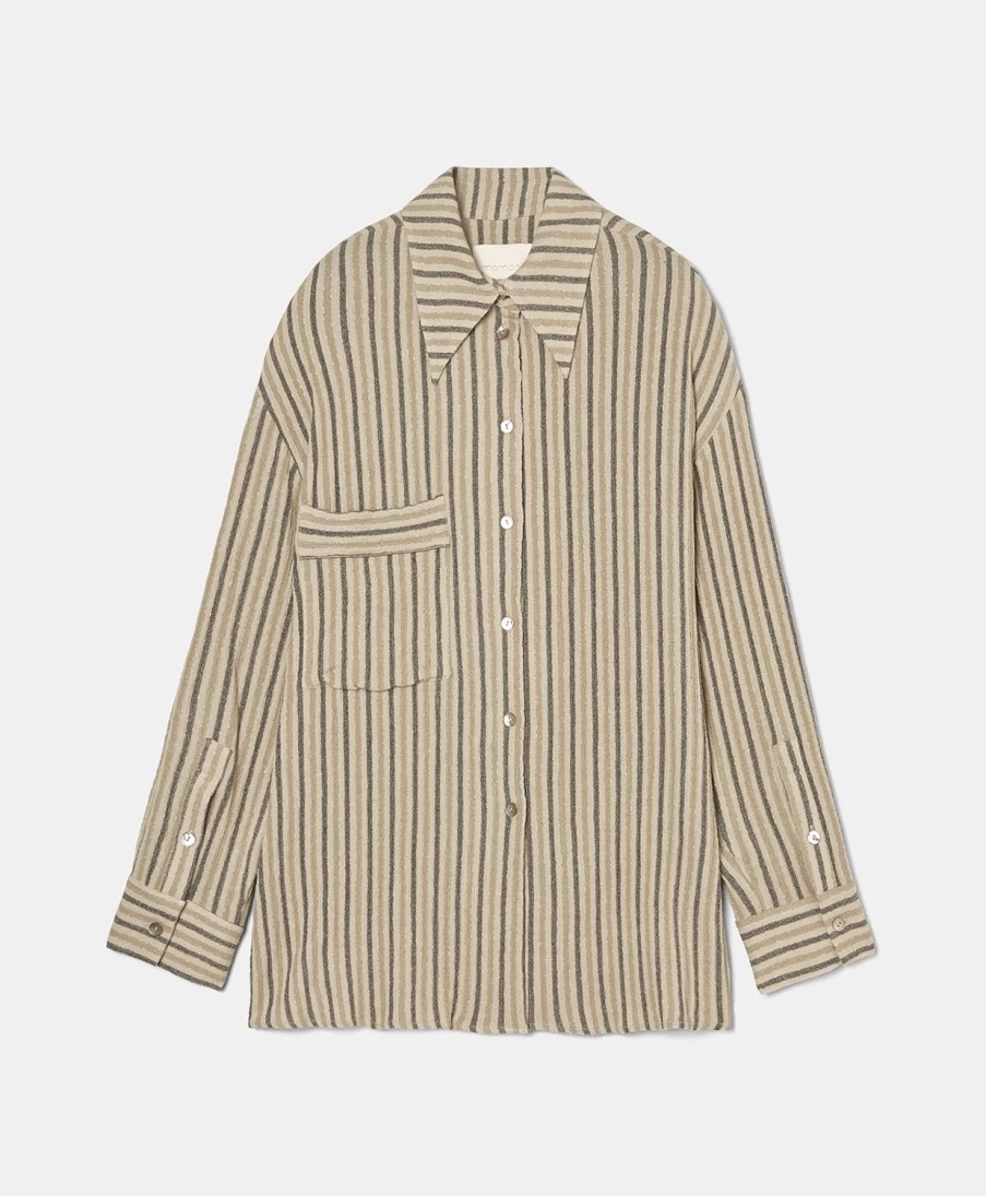 Momoni Women's Berard Shirt - Multicolor Beige Casual Chic Blouse