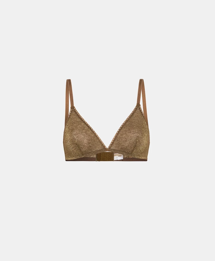 Momoni Women's Amethyst Lurex Jersey Bra in Cigar Brown