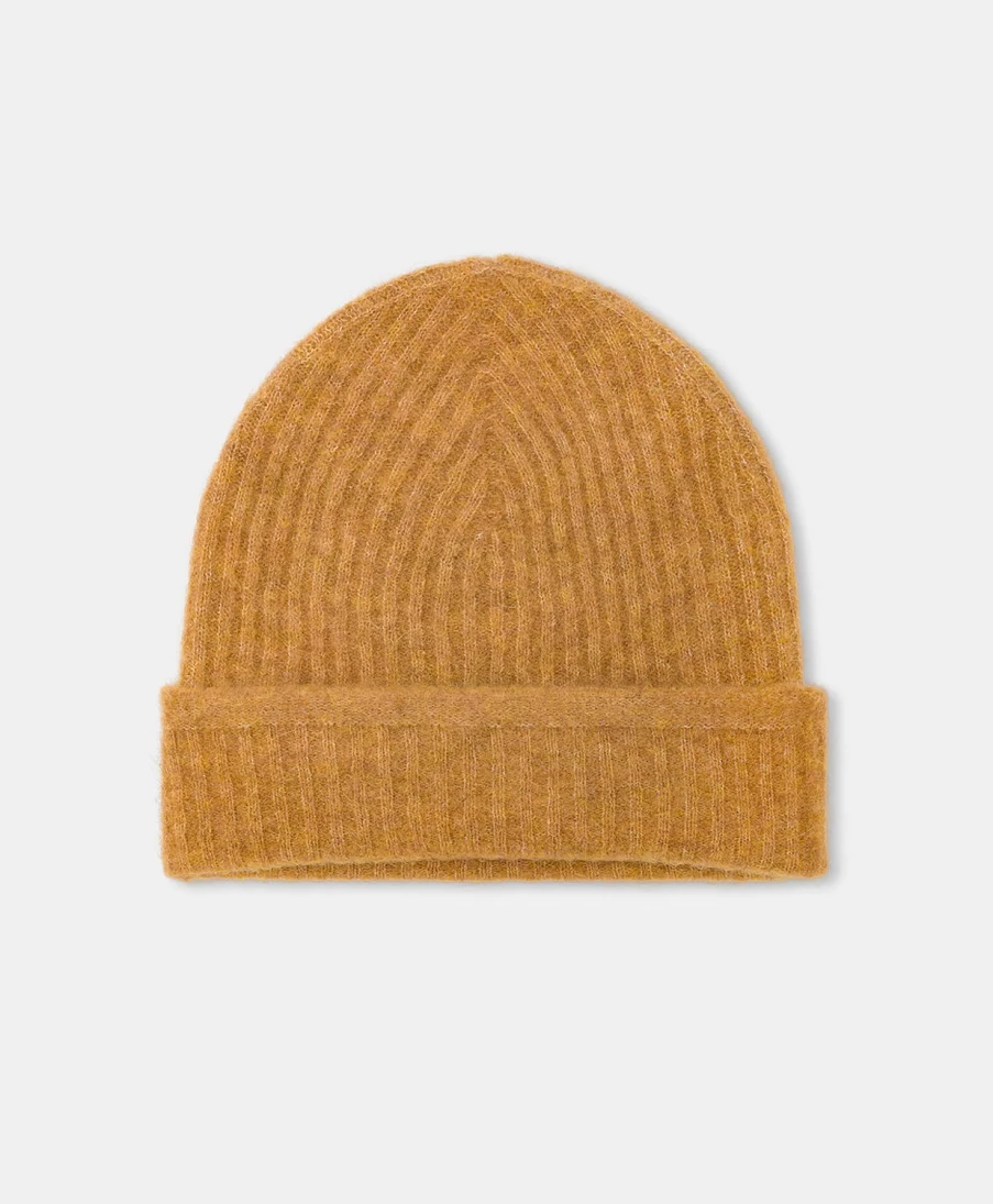 Momoni Women's Zigolo Hat - Fleece-Effect Baby Alpaca Wool Beanie in Camel Color