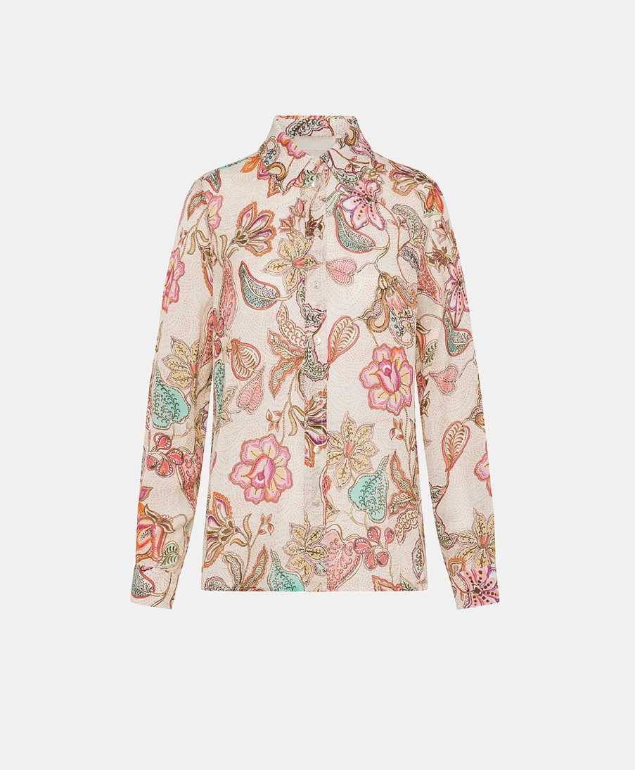 Momoni Women's Estreta Shirt - Multicolor Pink Viscose Linen Blouse