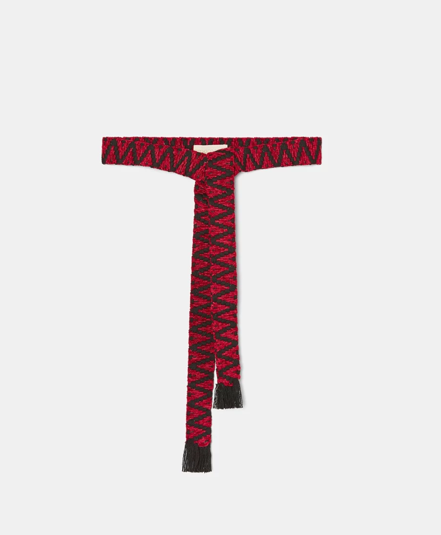 Momoni Women's Gaetan Leather Belt - Black & Cherry Stylish Waist Accessory