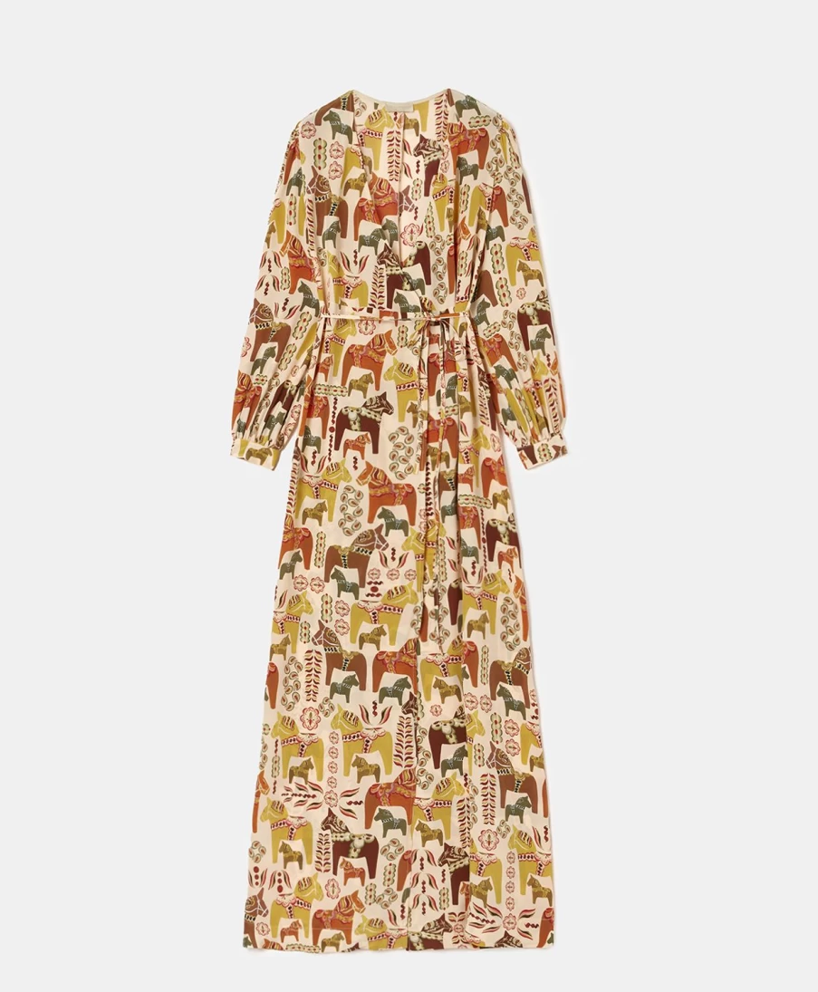 Momoni Women's Pink & Orange Printed Silk Crepe de Chine Alaterno Dress