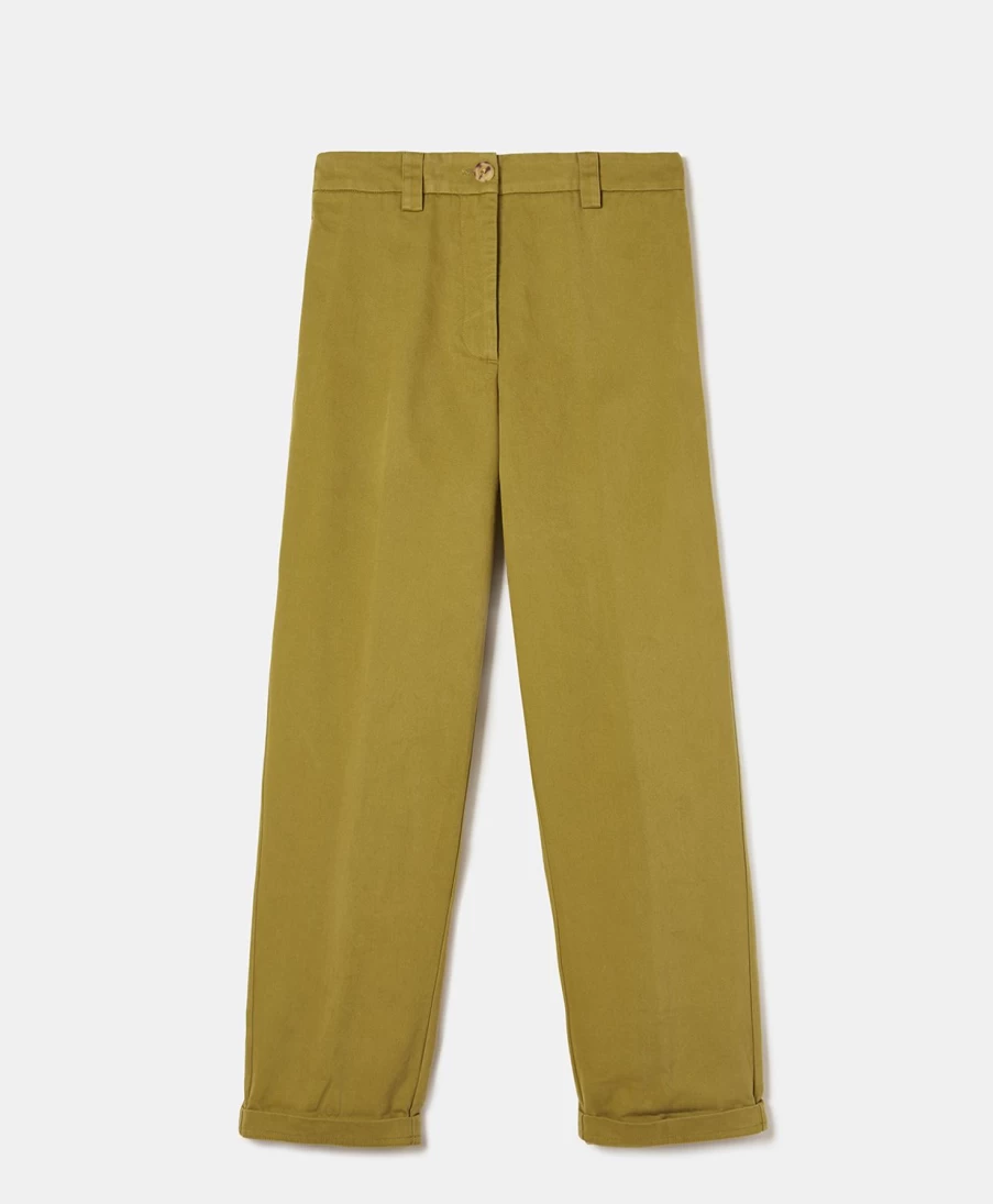 Momoni Women's Pistachio Green Russula Pants - Soft Gabardine Trousers