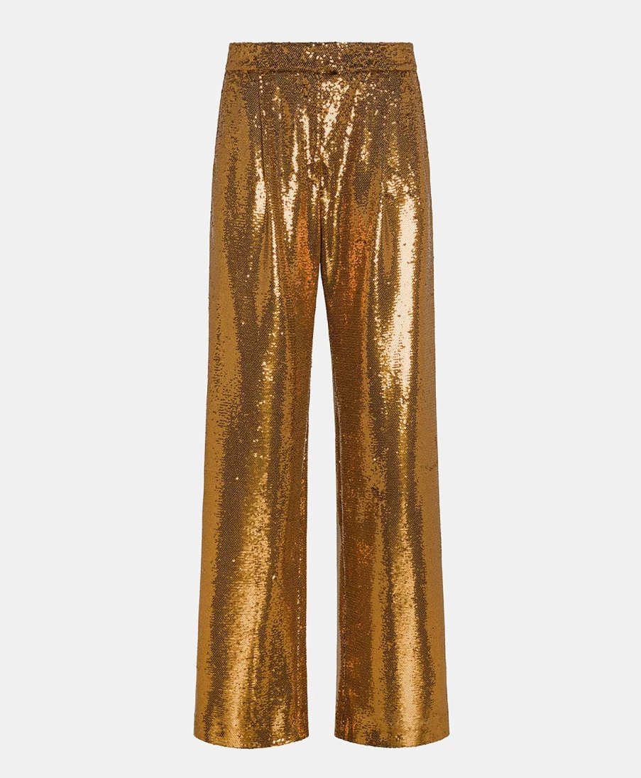Momoni Women's Bronze Sequin Yoann Pant - Elegant Shiny Party Trousers