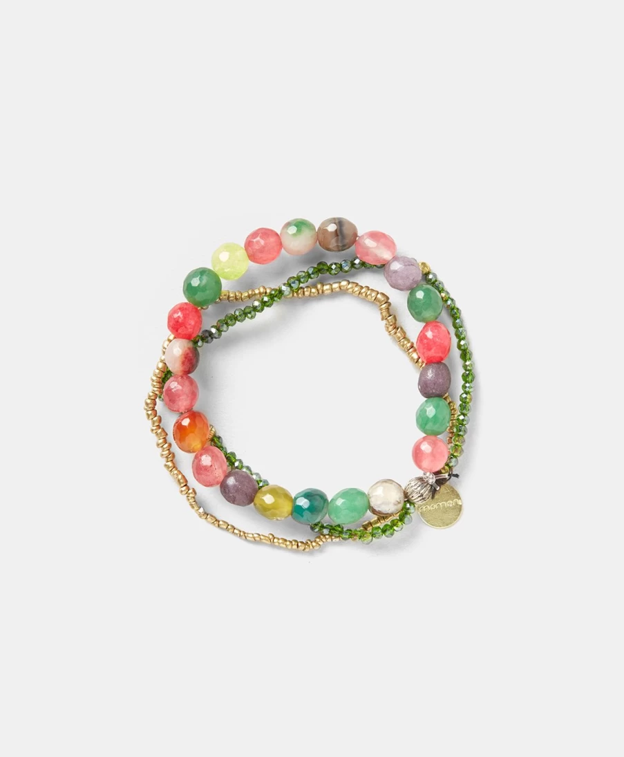 Momoni Women's Pastel Multicolor Beaded Lace Bracelet - Elegant Handmade Jewelry